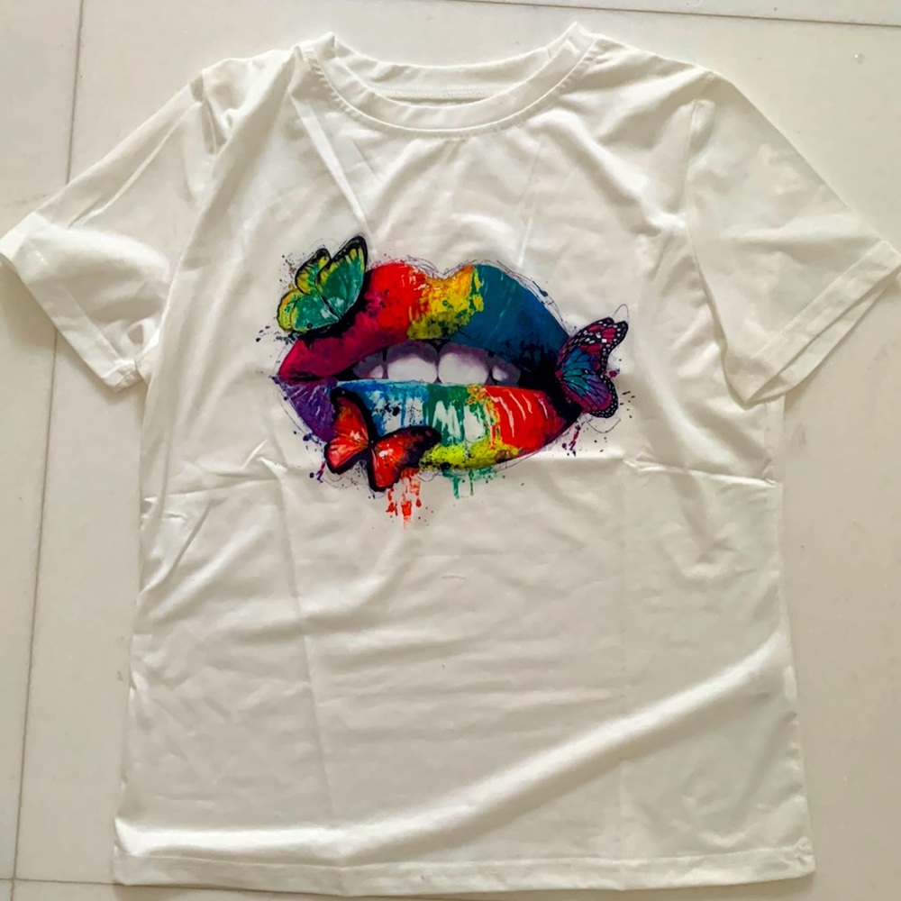 Multi colored lip shirt